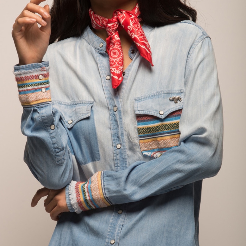 JACHS Girlfriend Santa Fe Denim Button Down